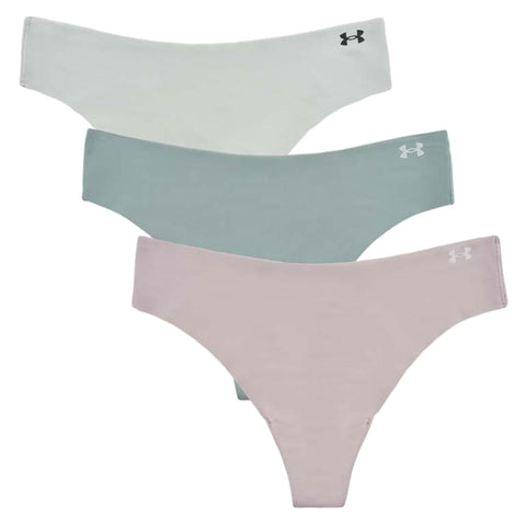 Pure Stretch No Show Thong Solid 3PK Gray Dawn